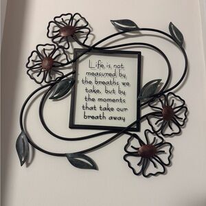Floral Metal Wall Art with Inspirational Quote